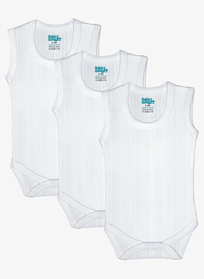 Babies Basic Pack of 3 - Super Combed Cotton Sleeveless Bodysuit